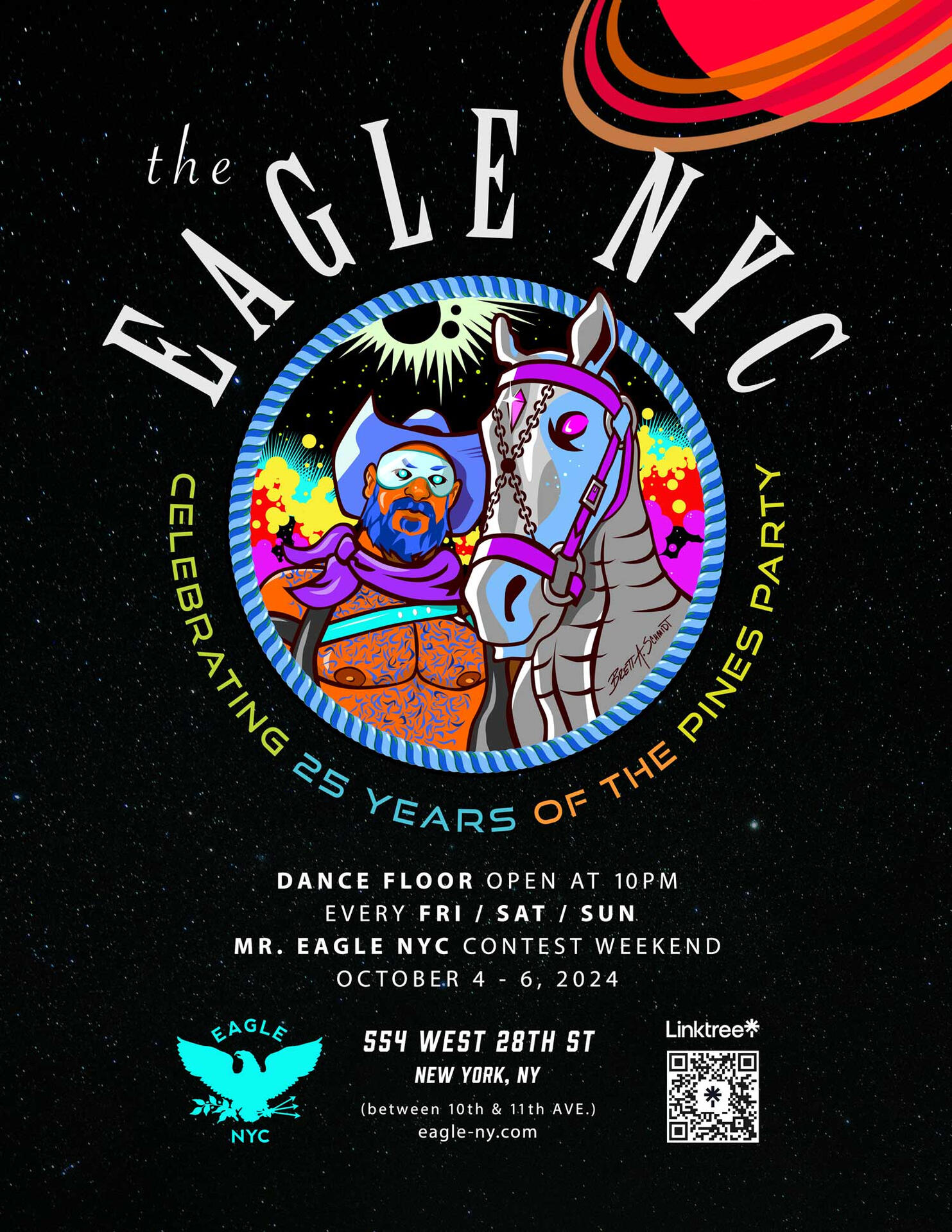 Pines Party Galactic Rodeo Illustrated &amp; Designed for Eagle NYC Brett A. Schmidt 2024